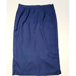 Allison Wood Women 16W Midi Lined Navy Ruffle Trimmed  Back Zip Closure Skirt